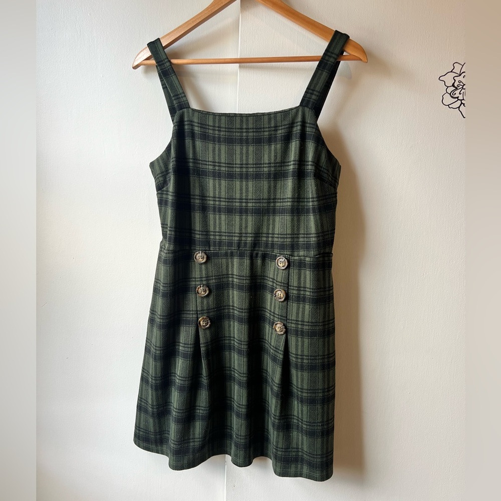 As U Wish Green Plaid Midi Dress Womens XL